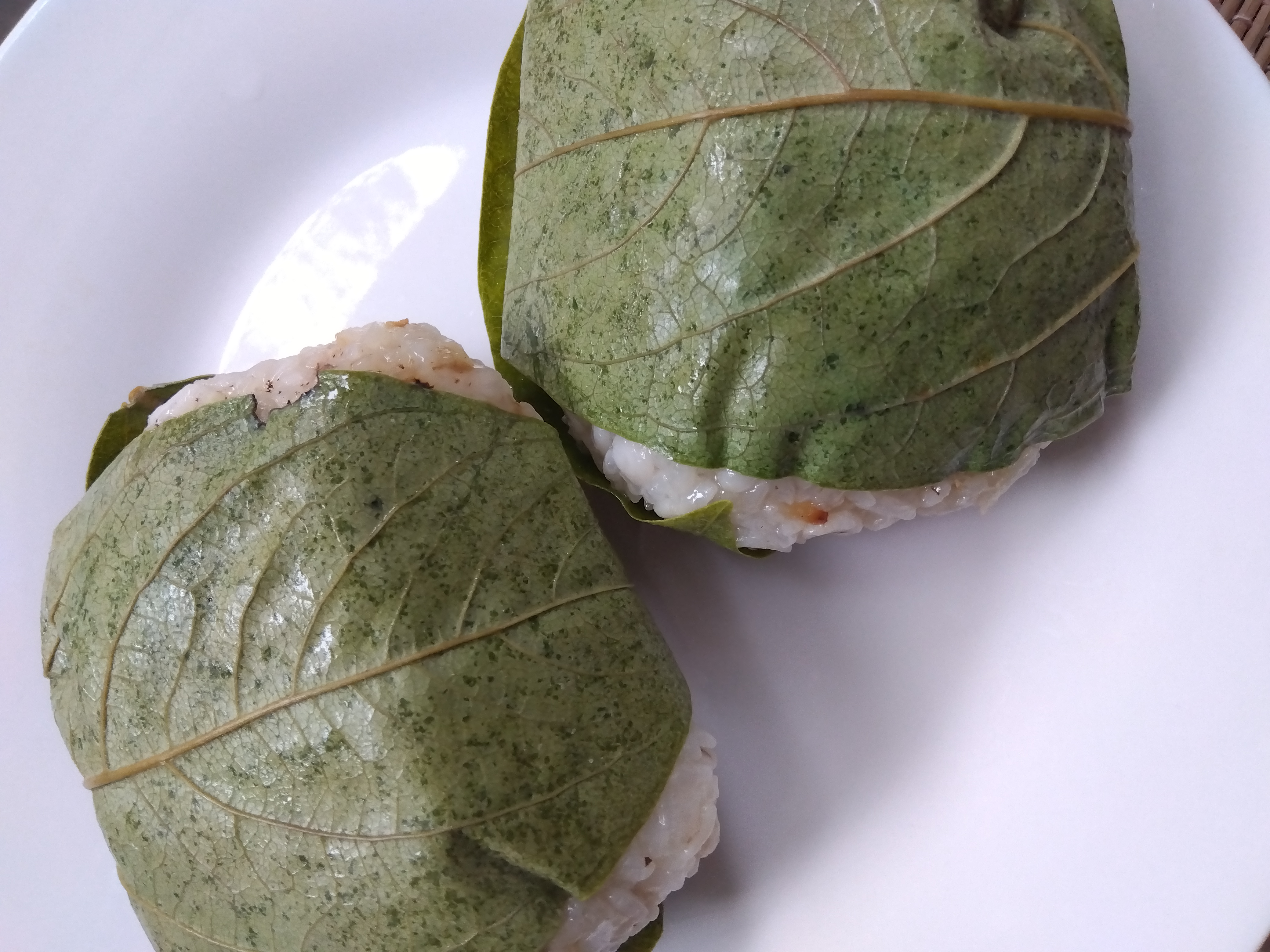 すしめしおにぎりの柿の葉包み